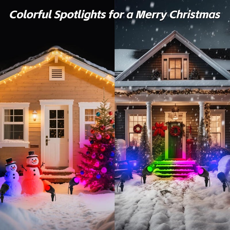 Holeva Spotlight Outdoor – 120V Plug-In, 6500K Cool White LED Landscape Lighting with RGB Purple 4 Color Lenses for Yard, Garden, Lawn & Tree Decor on Holidays&Everyday, IP67 Waterproof (1 Pack,Black) - Image 3